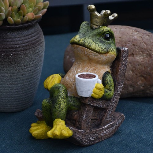 Resin frog garden - resin, ornament